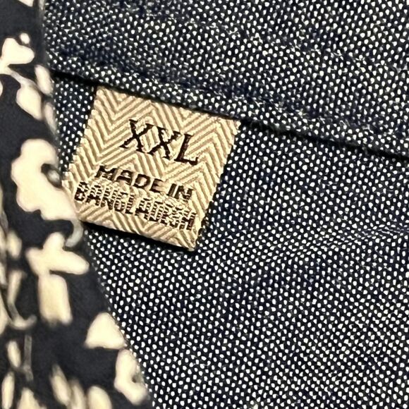 JACHS NEW YORK Men's Navy and White XXL Floral Short Sleeve Button Down - Picture 7 of 8